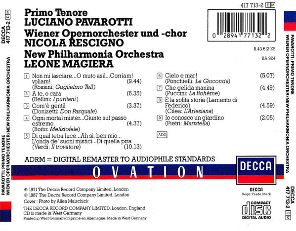 Luciano Pavarotti : Primo Tenore (CD, Album, RM)