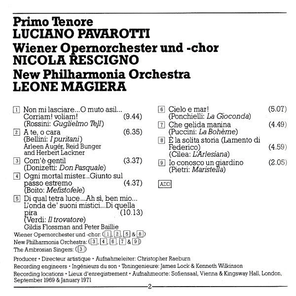 Luciano Pavarotti : Primo Tenore (CD, Album, RM)