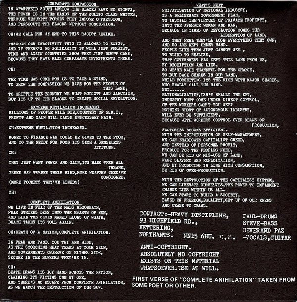 Heavy Discipline : Liberation Of Economics (7", EP)