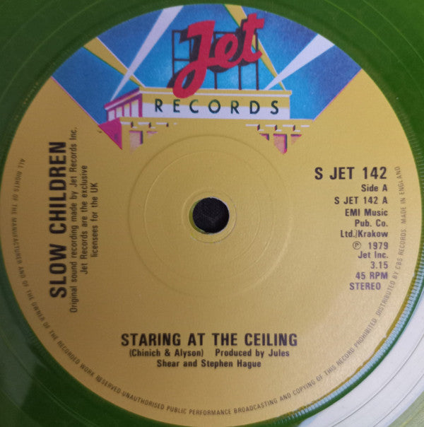 Slow Children (2) : Staring At The Ceiling (7", Single, Yel)