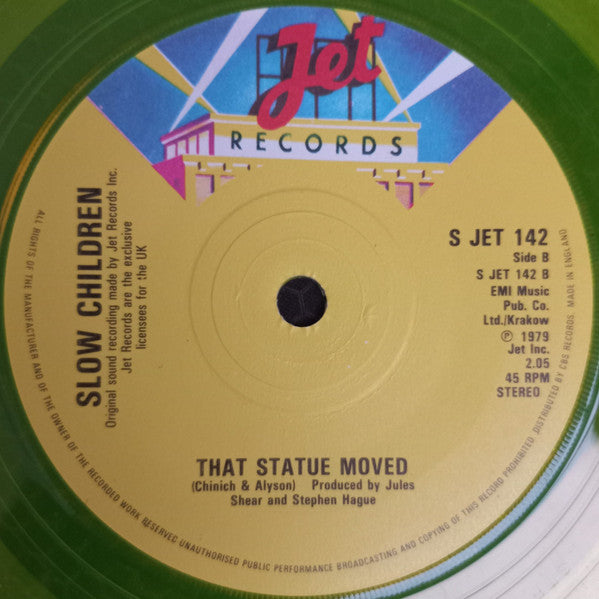 Slow Children (2) : Staring At The Ceiling (7", Single, Yel)