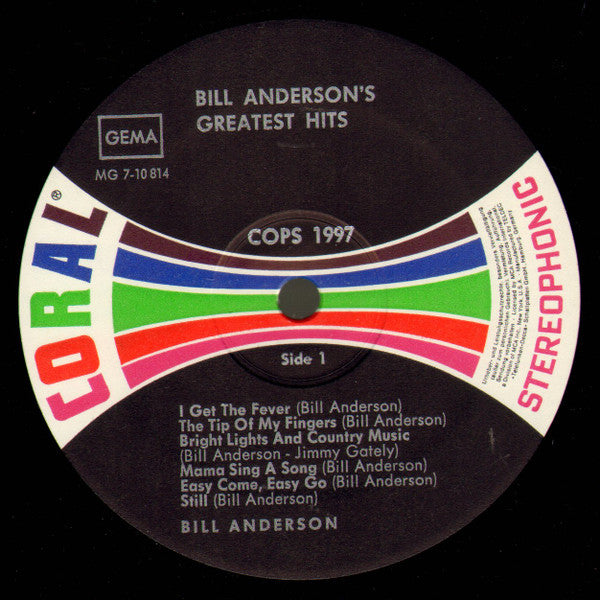Bill Anderson (2) : Bill Anderson's Greatest Hits (LP, Comp)