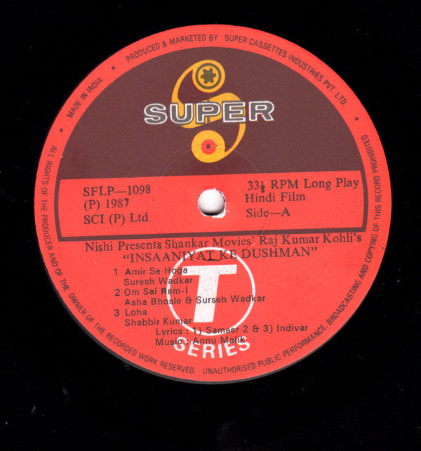 Anu Malik, Indivar, Sameer : Insaniyat Ke Dushman (LP)