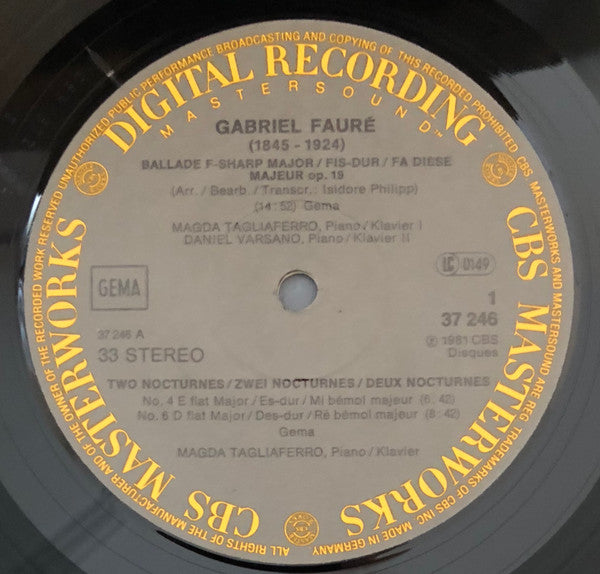 Magda Tagliaferro, Daniel Varsano - Gabriel Fauré : Dolly Op. 56 / Ballade Op. 19 / Nocturnes Nos. 4, 6, 7 (LP, Dig)