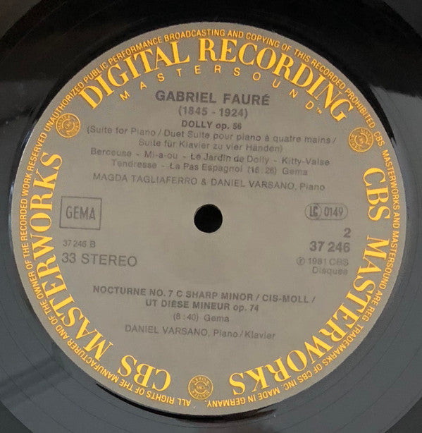 Magda Tagliaferro, Daniel Varsano - Gabriel Fauré : Dolly Op. 56 / Ballade Op. 19 / Nocturnes Nos. 4, 6, 7 (LP, Dig)