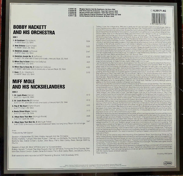 Bobby Hackett And His Orchestra, Miff Mole And His Nicksieland Band : At Nicks 1944 (LP, Comp)