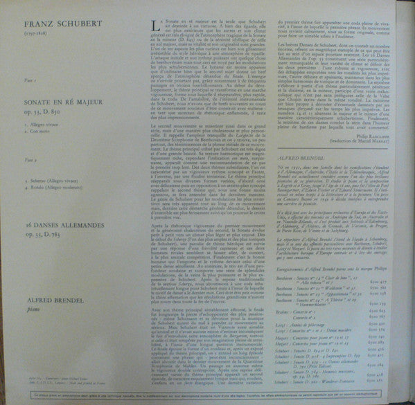 Schubert* - Alfred Brendel : Sonate En Ré Majeur, D.850 - 16 Dances Allemandes, D.783 (LP, Gat)