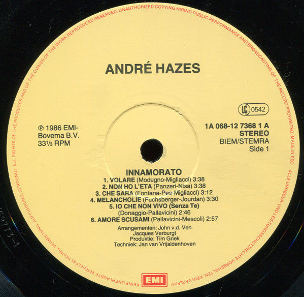 André Hazes : Innamorato (LP, Album)