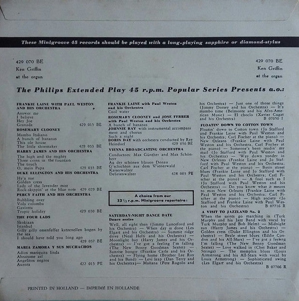 Ken Griffin (2) : Ken Griffin At The Organ (7", EP)