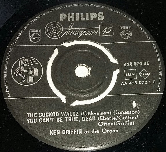 Ken Griffin (2) : Ken Griffin At The Organ (7", EP)