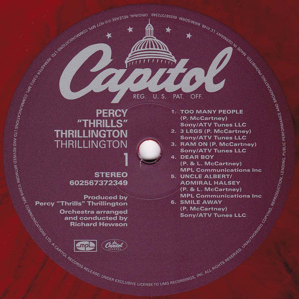 Percy Thrillington : Thrillington (LP, Album, Ltd, RE, RM, Red)