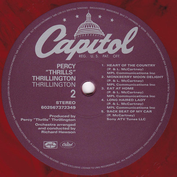 Percy Thrillington : Thrillington (LP, Album, Ltd, RE, RM, Red)