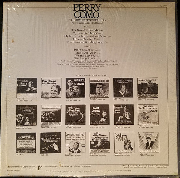Perry Como : The Sweetest Sounds (LP, Album, RE, RM)