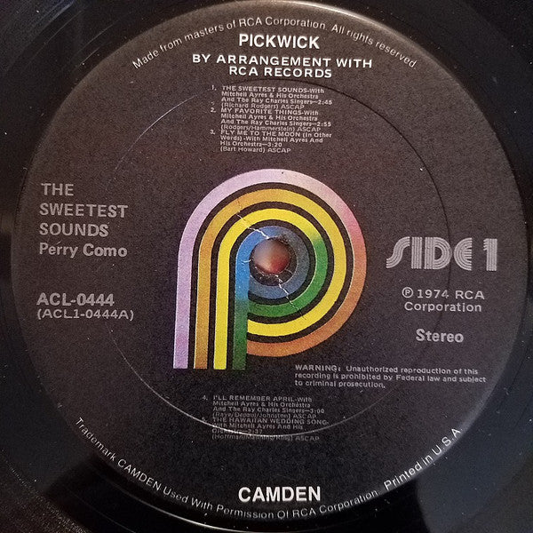 Perry Como : The Sweetest Sounds (LP, Album, RE, RM)