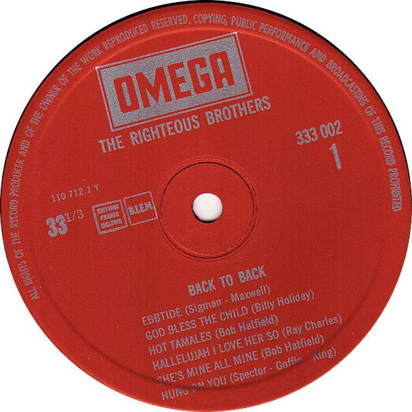 The Righteous Brothers : Back To Back (LP, Album)