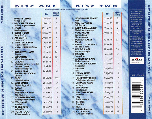 Various : Het Beste Uit De Mega Top 100 Van 1998 (2xCD, Comp)