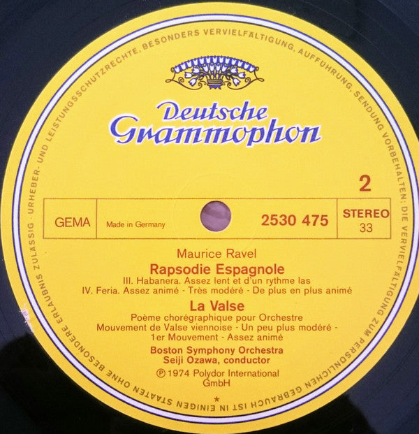 Maurice Ravel – Boston Symphony Orchestra · Seiji Ozawa : Bolero / Rapsodie Espagnole / La Valse (LP, RP, ★ O)