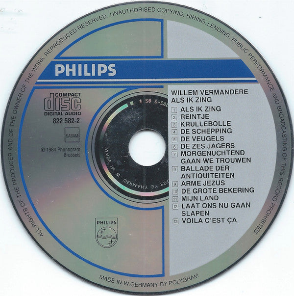Willem Vermandere : Als Ik Zing (CD, Album)