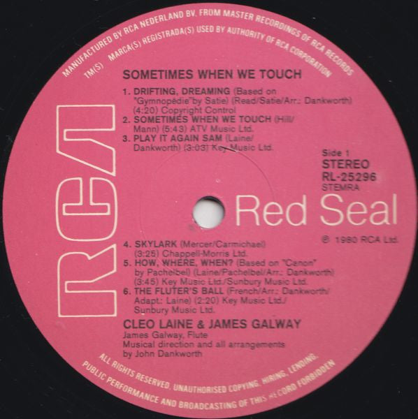 Cleo Laine & James Galway : Sometimes When We Touch (LP, Album)