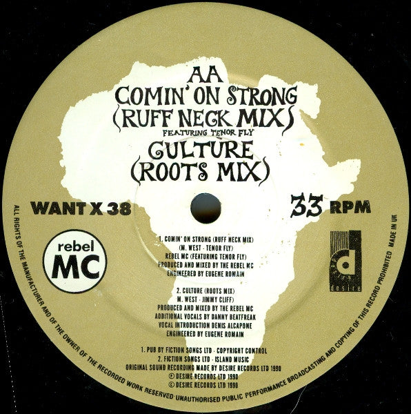 Rebel MC : Culture / Comin' On Strong (12")