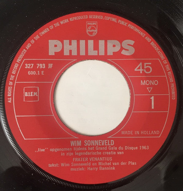 Wim Sonneveld : Frater Venantius (7", Mono, RE)
