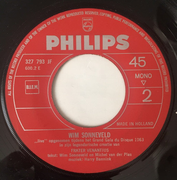 Wim Sonneveld : Frater Venantius (7", Mono, RE)