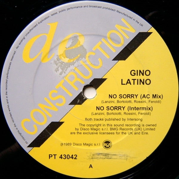Gino Latino (2) : No Sorry (12")