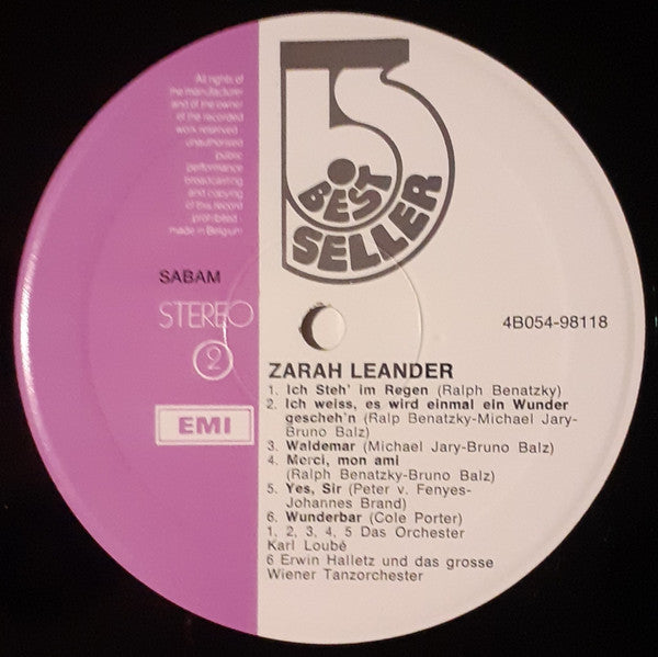 Zarah Leander : Welterfolge Mit Zarah Leander (LP, Comp)