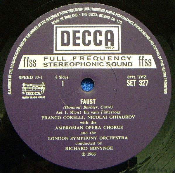 Charles Gounod - Franco Corelli, Joan Sutherland, Nicolai Ghiaurov, London Symphony Orchestra, Richard Bonynge : Faust  (4xLP + Box)