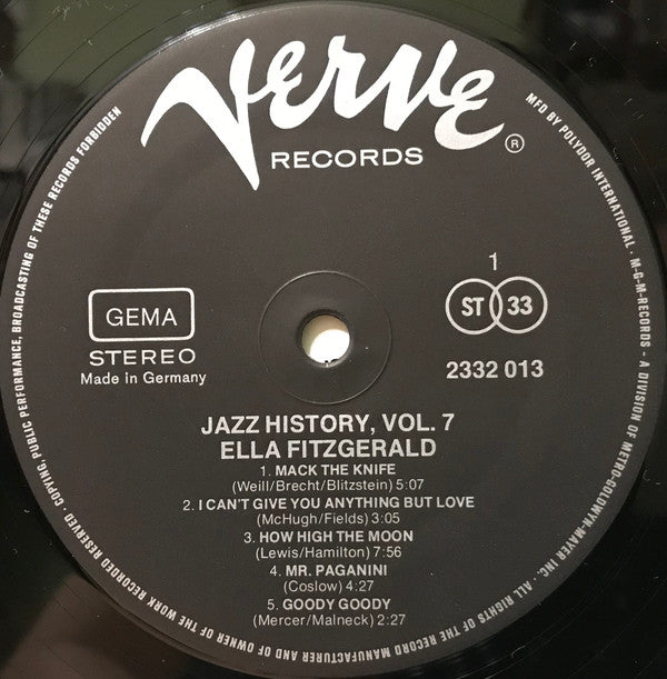 Ella Fitzgerald : Jazz History Vol. 7 (2xLP, Comp, M/Print, RE)