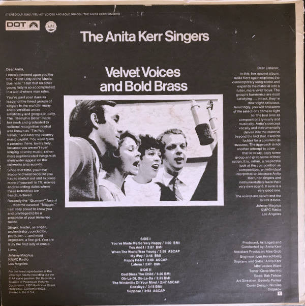 The Anita Kerr Singers : Velvet Voices And Bold Brass (LP, Album)