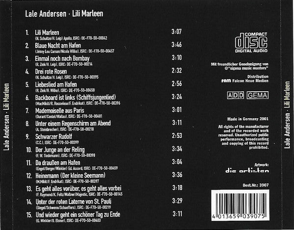 Lale Andersen : Lili Marleen (CD, Comp)