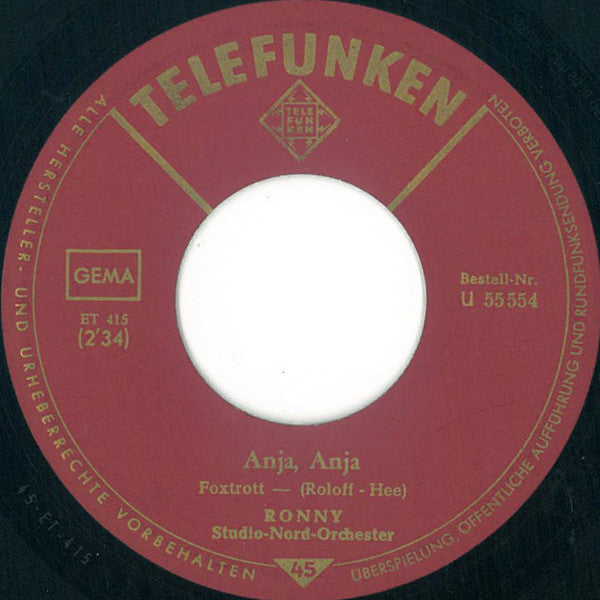 Ronny (4) : Sweet Marylie / Anja-Anja (7", Single, RP)