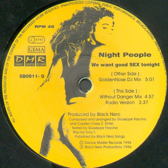 Night People (2) : We Want Good Sex Tonight (12")