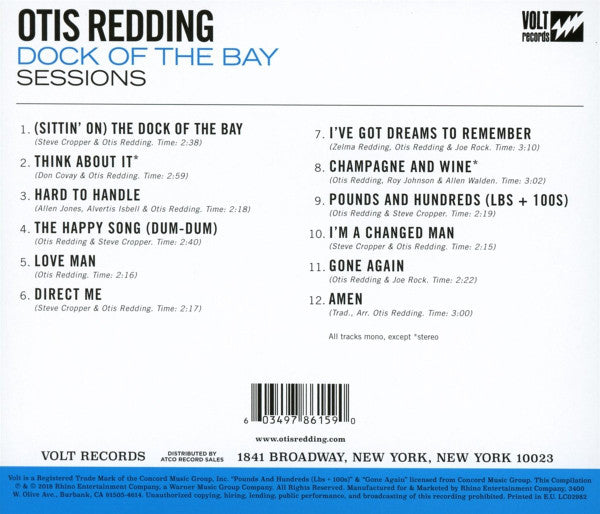 Otis Redding : Dock Of The Bay Sessions (CD, Comp)
