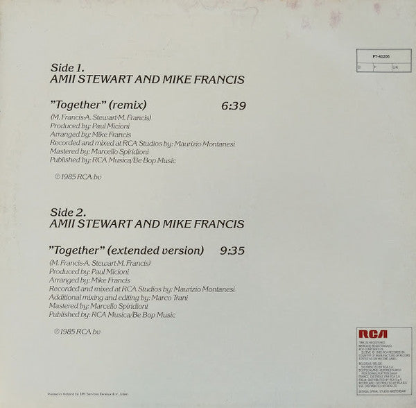 Amii Stewart And Mike Francis : Together (12")