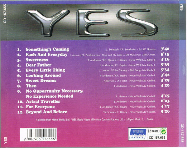 Yes : Yes (CD, Comp, Unofficial)