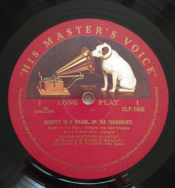 Amadeus String Quartet* And William Pleeth, Schubert* : Quintet In C Major Op. 163 (LP, Mono, RE)