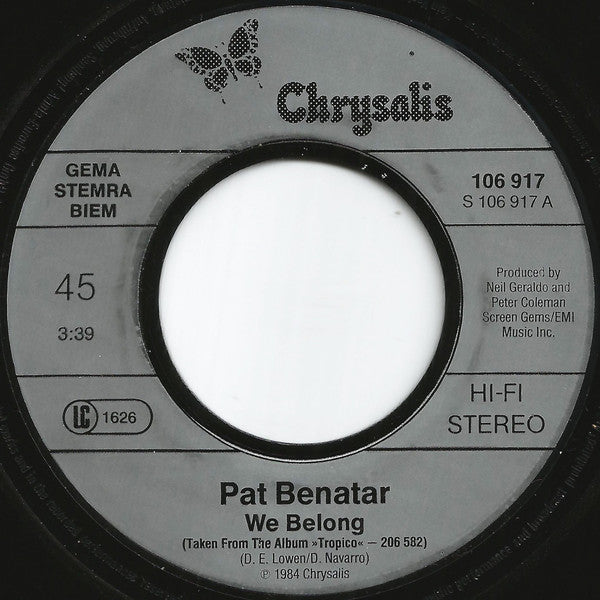 Pat Benatar : We Belong (7", Single)