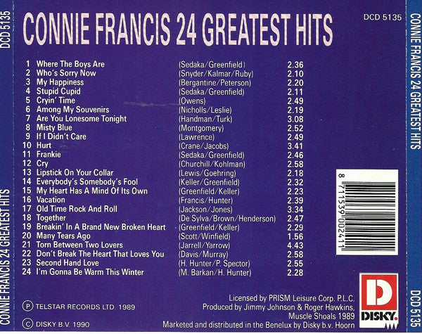Connie Francis : 24 Greatest Hits (CD, Comp)