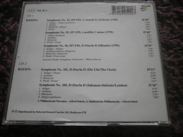 Joseph Haydn - Philharmonia Slavonica, Süddeutsche Philharmonie, Alfred Scholz : 5 Londoner Symphonien = 5 London Symphonies (2xCD, Comp)