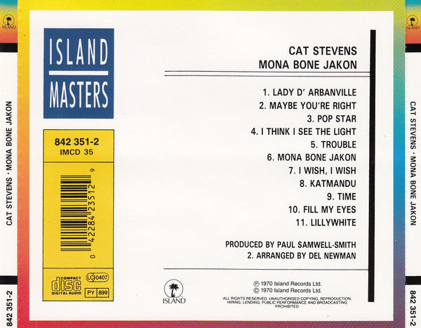 Cat Stevens : Mona Bone Jakon (CD, Album, RE)