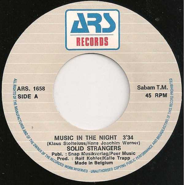 Solid Strangers : Music In The Night (7", Single)