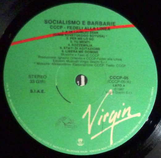CCCP - Fedeli Alla Linea : Socialismo E Barbarie (LP, Album, Gat)