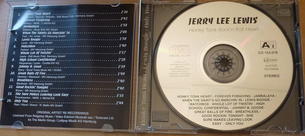 Jerry Lee Lewis : Honky Tonk Rock'n Roll Heart - Greatest Hits (CD, Comp)