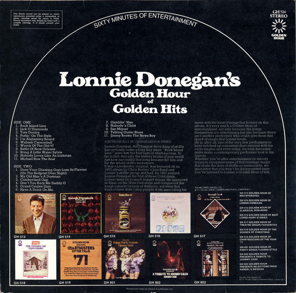 Lonnie Donegan : Lonnie Donegan's Golden Hour Of Golden Hits (LP, Comp, Yel)