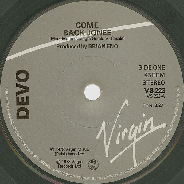 Devo : Come Back Jonee (7", Single, Gre)