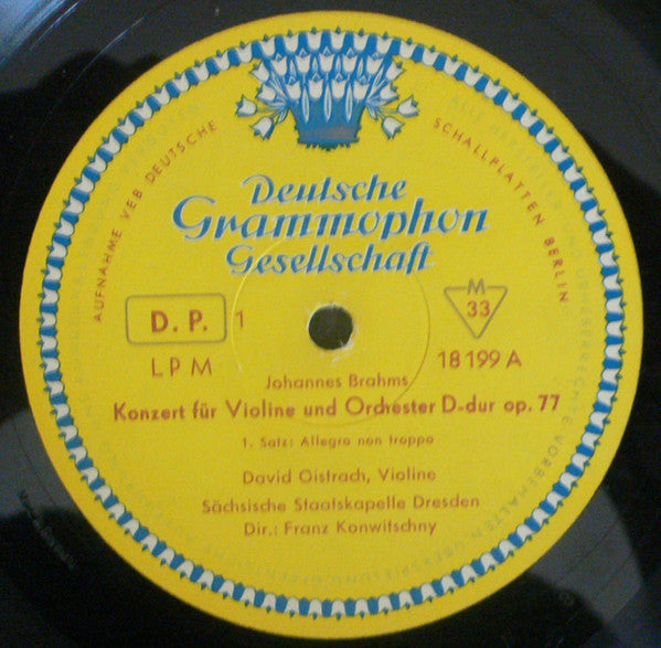 Johannes Brahms - David Oistrach, Franz Konwitschny, Staatskapelle Dresden : Concerto Pour Violon Et Orchestre (LP, Mono, RE, Gat)
