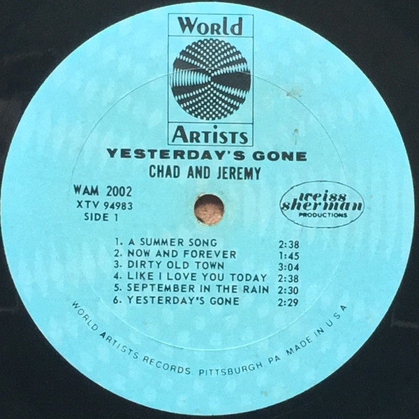 Chad & Jeremy : Yesterday's Gone (LP, Album, Mono, Pit)