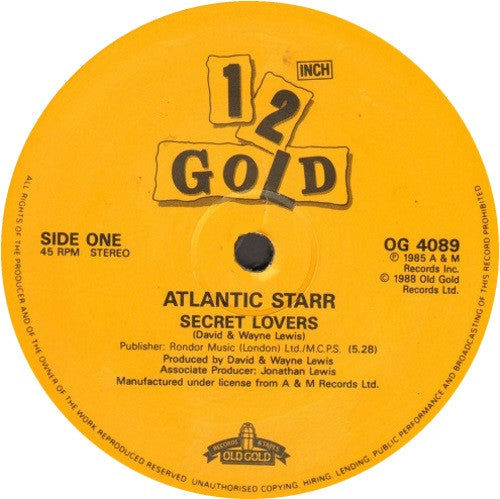 Atlantic Starr : Secret Lovers / Silver Shadow (12")